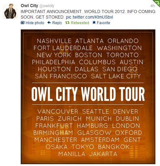 Owl City announces World Tour Philippine Concerts