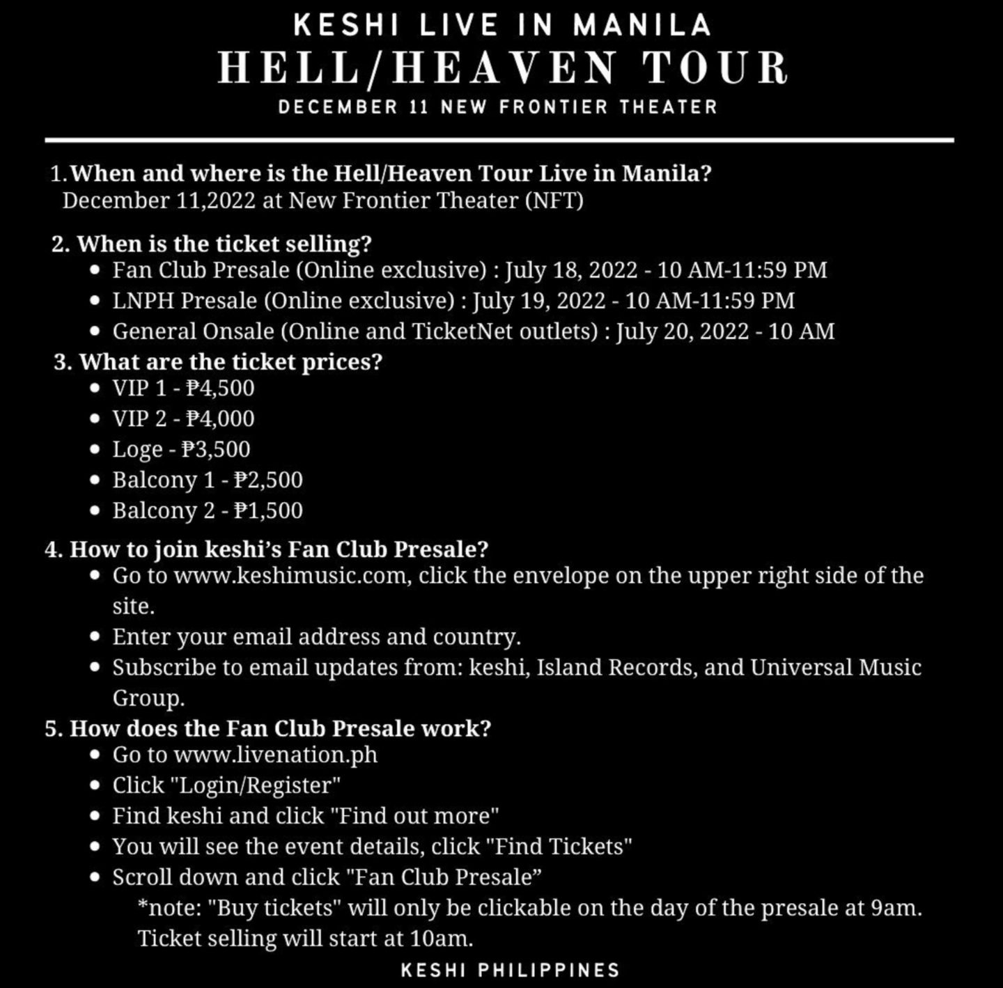 Hell/Heaven Tour keshi live in Manila Philippine Concerts
