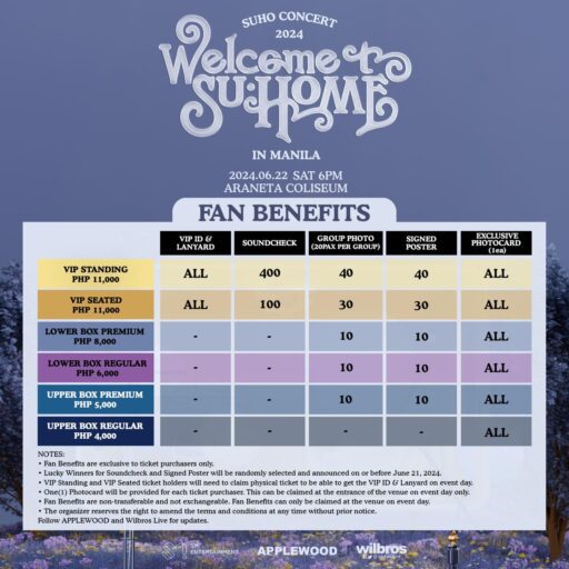 SUHO Live in Manila Fan Benefits