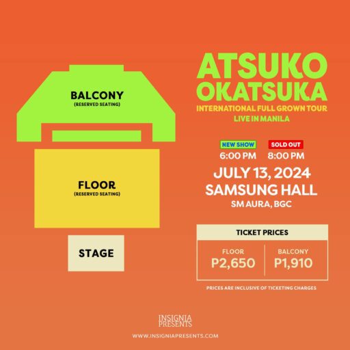 Atsuko Okatsuka Live in Manila Seatplan and Ticket Prices