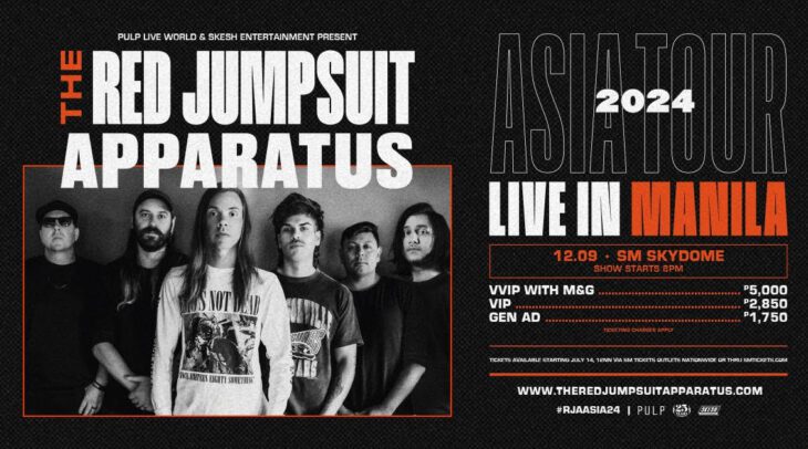 The Red Jumpsuit Apparatus to Grace the Philippine Concert Stage in September