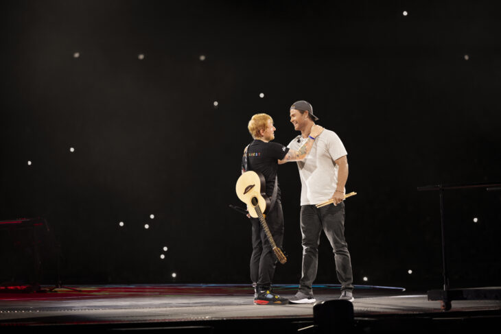 GLOBAL SUPERSTAR CHRIS HEMSWORTH PERFORMED THEDRUMS FOR THE FIRST TIME LIVE WITH GRAMMY AWARD WINNERED SHEERAN IN FRONT OF AN ESTIMATED 70,000 FANS IN ROMANIA!