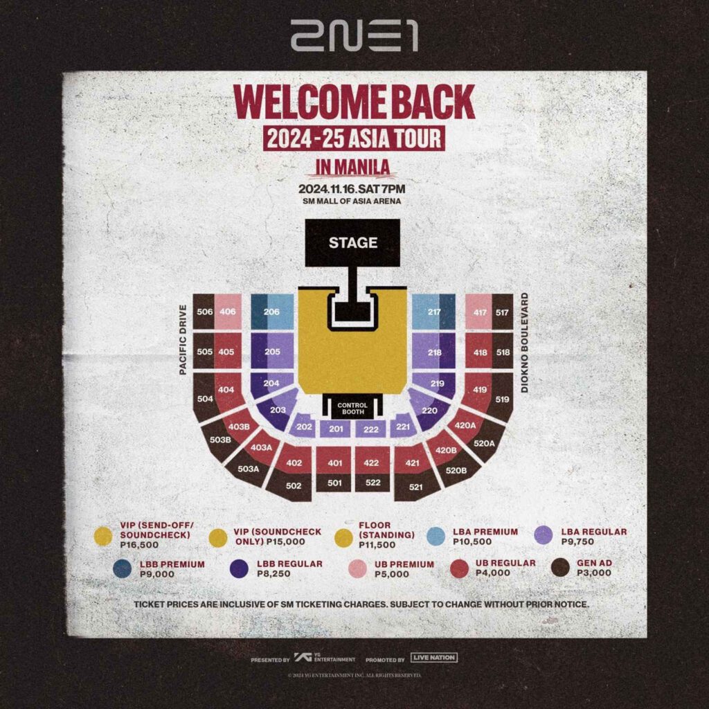 2NE1 Live in Manila Seat Plan