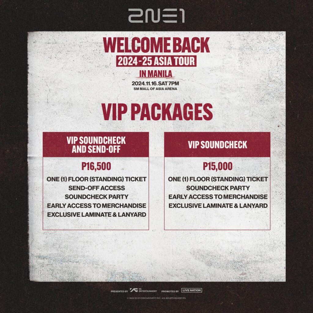 2NE1 Live in Manila VIP Packages