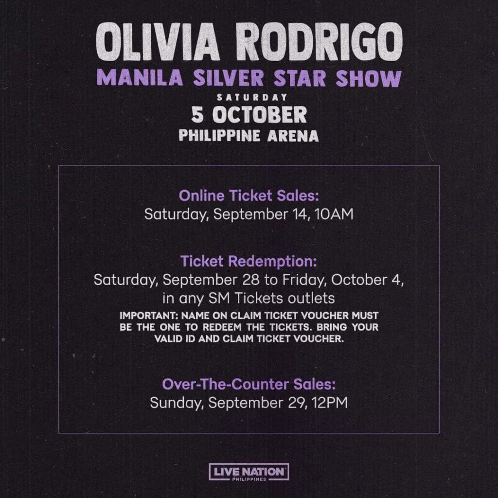 Olivia Rodrigo Live in Manila Ticket details