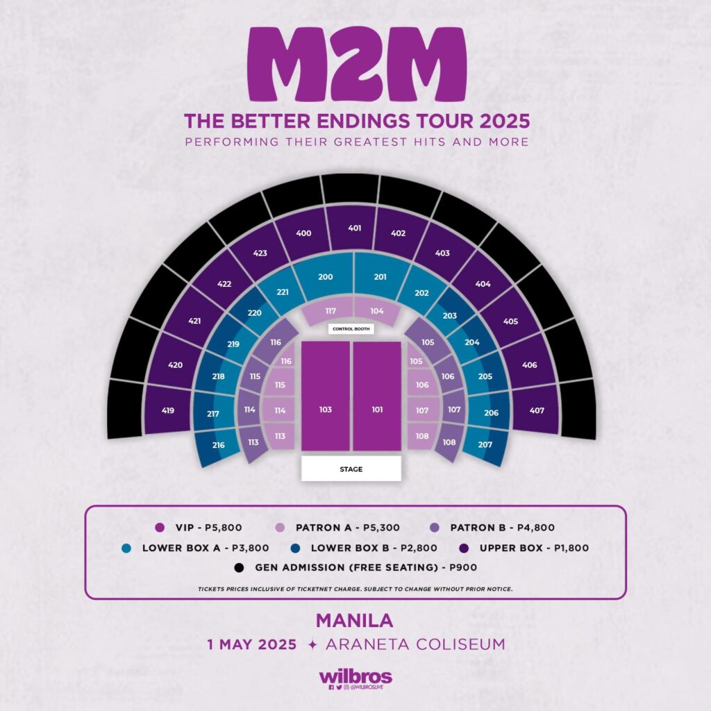 M2M Live in Manila Ticket Prices and Seat Plan