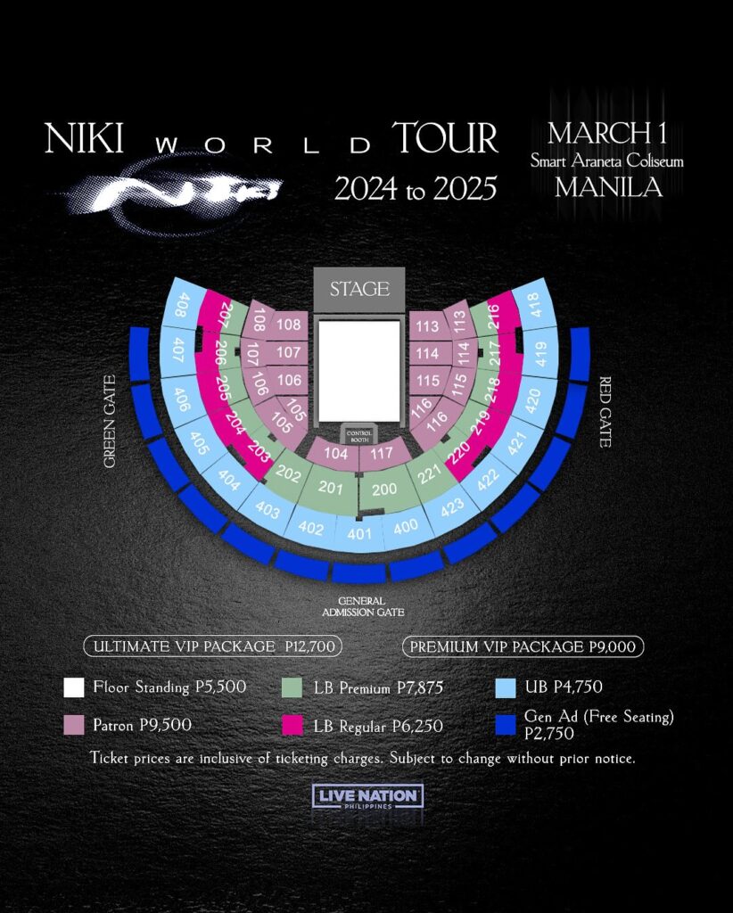 NIKI Live in Manila Ticket Prices -  Smart Araneta Coliseum